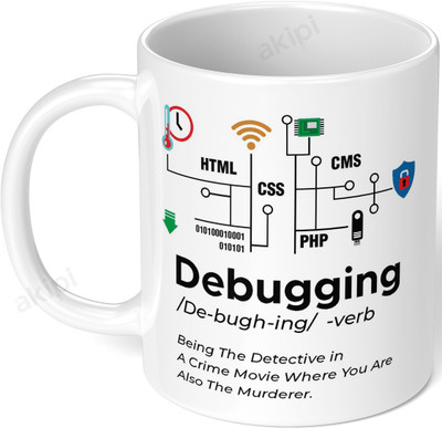 Akipi Debugging Definition verb | IT Programming Coding ARM054 Ceramic Coffee Mug(325 ml)