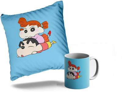 Tee Mafia Shinchan And Himawari Combo Pillow And Ceramic Coffee Mug(330 ml)