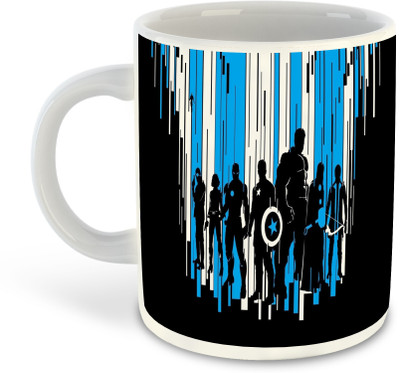 FLEXERSTYLE NEW2025-CSK Avengers All Characters Printed White Coffee-D-14 Ceramic Coffee Mug(325 ml)