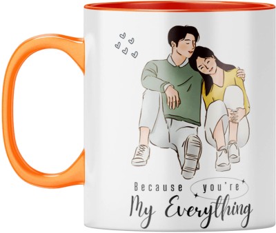 YuBingo My Heart - Romantic Gesture, Orange Inner & Handle Ceramic Coffee Mug(310 ml)