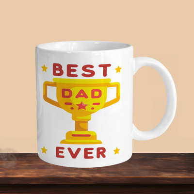 VM SHOPPING MALL Best Dad Ever 01 R Ceramic Coffee Mug(330 ml, Pack of 2)