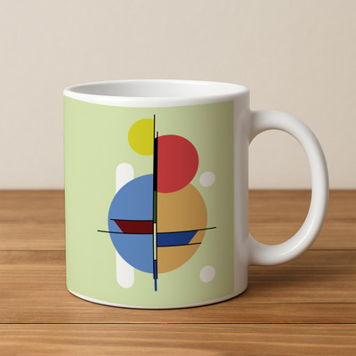 Asthetica Half-Full – Minimal Geometric for Optimistic Sippers Ceramic Coffee Ceramic Coffee Mug(295 ml)