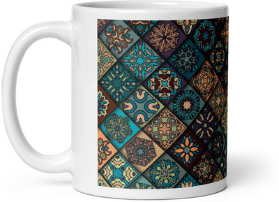 Mr UVD Mandalas Seamless Pattern Ceramic Coffee Mug(350 ml)