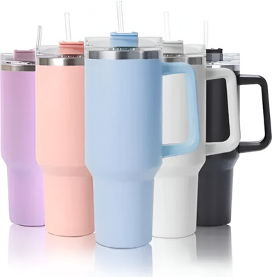 Smarty Worlds Smarty Tumbler with Handle and Straw Water Bottle Travel Coffee Cup Hot &Cold Stainless Steel Tumbler(1200 ml)