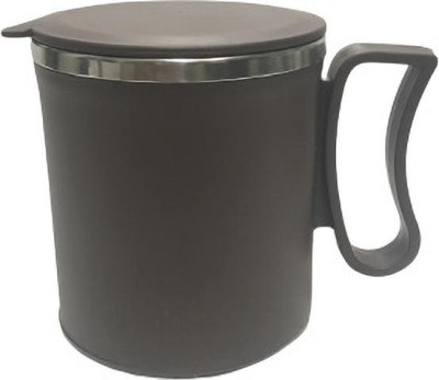 Dynore 1 Pc Double Walled Plastic Covered Travel Tea/Coffee With Lid- Coffee Color Stainless Steel Coffee Mug(300 ml)