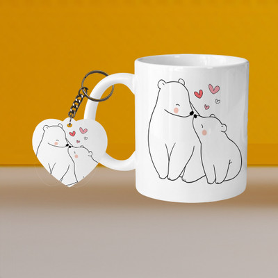 VM MALL 101_Perfect for Coffee and Tea - With Keychain VM Bear L H Ceramic Coffee Mug(330 ml)