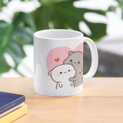 craft maniacs PEACH & GOMA HEART LUV PRINTED 330 ML WHITE MUG FOR PEACH & GOMA LOVERS Ceramic Coffee Mug(330 ml)