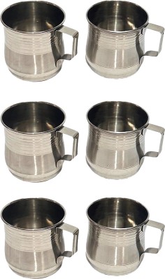 Dynore Single Wall Tool Touch Unique Belly Shape Tea/Coffee - Set of 6 Pcs Stainless Steel Coffee Mug(180 ml, Pack of 6)