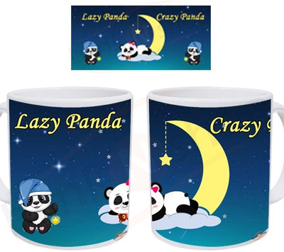 blinkNshop Coffee Lazy Panda Printed Ceramic 325 ML Gift For Kids Ceramic Coffee Mug(325 ml)