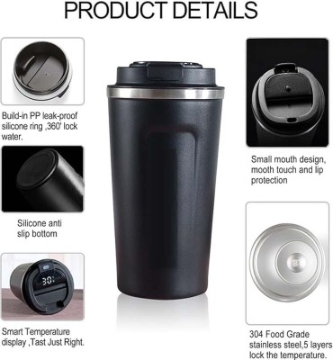 Shopeleven Insulated Hot & Cold 510 ml Double Wall Leak Proof Lid Temperature Display Stainless Steel Coffee Mug(510 ml)