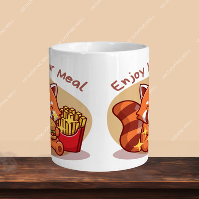 VMSHOPPINGMART 101_Enjoy Your Meal R-S Ceramic Coffee Mug(330 ml, Pack of 2)