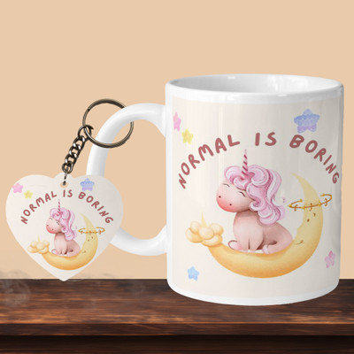 VM MALL 101_Normal Is Borning L-H Ceramic Coffee Mug(330 ml, Pack of 2)