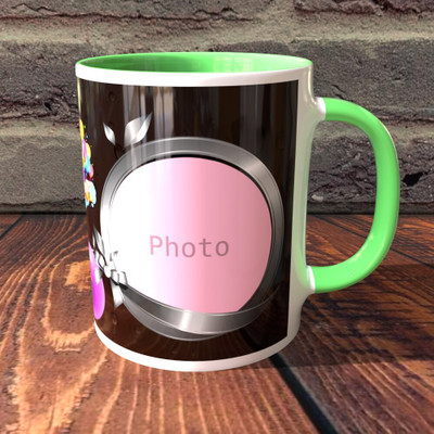 TPA4U Refreshing Choice for Birthday Gifts TPD17RM7 Light Green Round Handle Ceramic Coffee Mug(330 ml)