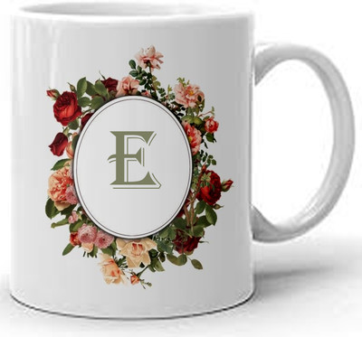 PS Sales Alphabet-10-E Ceramic Coffee Mug(350 ml)