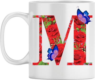 Bhawani Gift Creations M NAME Ceramic Coffee Mug(300 ml)