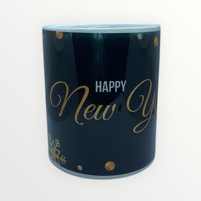 Abhi Creation Happy New Year Printed Design Ceramic mug For Gifts , Coffee 350ml Ceramic Coffee Mug(350 ml)