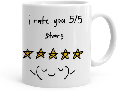 Kesri Gifts I Rate You 5 Star Quote Printed Gift Set(P24-104) Ceramic Coffee Mug(325 ml)