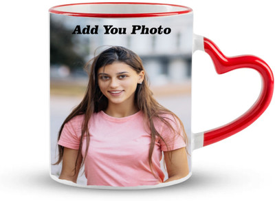 CPH Red heart handle Photo & Text Printed For Gift Ceramic Coffee Mug(350 ml)