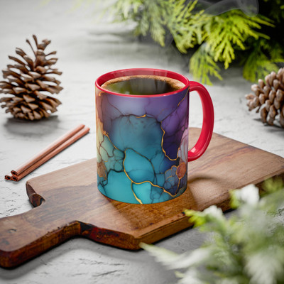 Vihaan Fashions Abstract Marble Art Coffee, 1399-Black Ceramic Coffee Mug(330 ml)