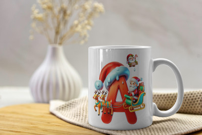 V Kraft Christmas theme Alphabet coffee mug, Gift for Anyone On Xmas & New Year | Y | Ceramic Coffee Mug(330 ml)