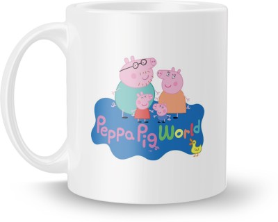 MUGKIN Special Peppa Pig Printed White Ceremic 350ML For Kids Friends(W-04) Ceramic Coffee Mug(350 ml)