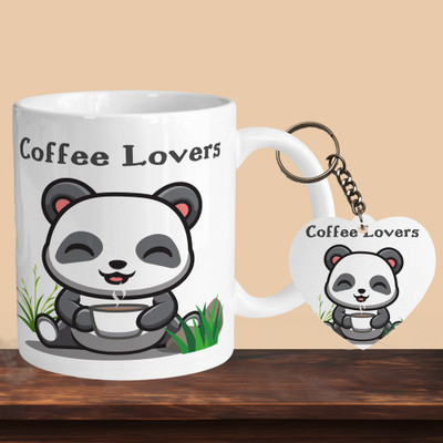 Print Ginnie 101_Coffee Lovers Panda R-H Ceramic Coffee Mug(325 ml)