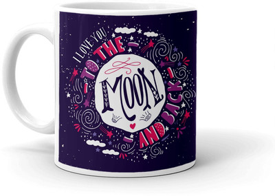 Clapcart Love You To The Moon And Back Design Printed Ceramic Coffee Mug(350 ml)