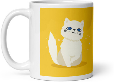 Dr Farfar Smiling Cat Ceramic Coffee Mug(350 ml)