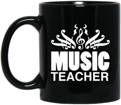 craft maniacs MUSIC TEACHER 330 ML BLACK MUG FOR TEACHERS Porcelain Coffee Mug(350 ml)