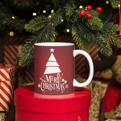 half engineer Xmas Tree Printed For Christmas Gift|XMAS Ceramic Coffee Mug(300 ml)
