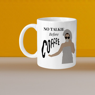 Printhorizon 101_Perfect for Coffee and Tea - Single Pack VM No Talkie Before Coffee L Ceramic Coffee Mug(328 ml)