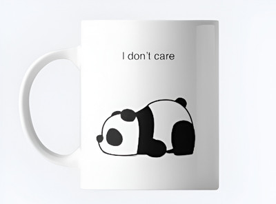 Abhi Creation Lazy Cute Face Panda Double Sided Printed Design Ceramic mug For Gifts , Coffee Ceramic Coffee Mug(350 ml)