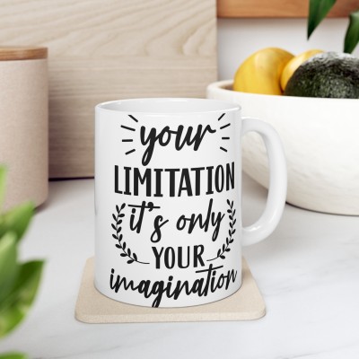 Creative Pixel Store Your Limitation Its Only Your Imagination Quote Printed Both Sides Ceramic Coffee Mug(325 ml)