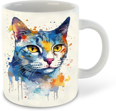whats your kick new-wyk_CSK Cat Lover White Ceramic Coffee With Coaster -D18 Ceramic Coffee Mug(325 ml)