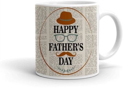 Clapcart Happy Father's Day Design Print Printed Ceramic Coffee Mug(350 ml)