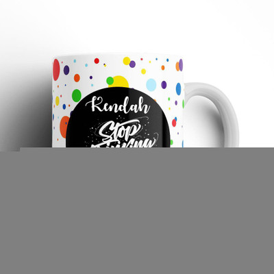 Beautum Stop Thinking Start Doing Kendah Name Model No: STSD09530 White Ceramic Coffee Mug(350 ml)
