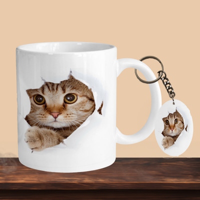 VM MALL 101_Cat Hiding R-O Ceramic Coffee Mug(330 ml)