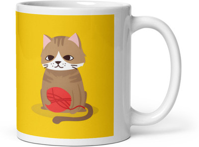 Mr UVD Cat Playing With Wool_MUGG Ceramic Coffee Mug(350 ml)