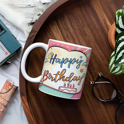 FLEXERSTYLE Premium Happy Birthday to You Printed Coffee White 11 OzM_555 Ceramic Coffee Mug(325 ml, Pack of 2)