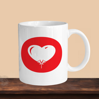 VM MALL 101_Heart Circle R Ceramic Coffee Mug(330 ml, Pack of 2)
