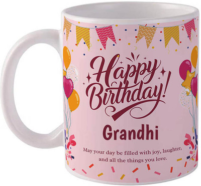 GIFTUATION Happy birthday Grandhi / Gift for birthday Ceramic Coffee Mug(325 ml)