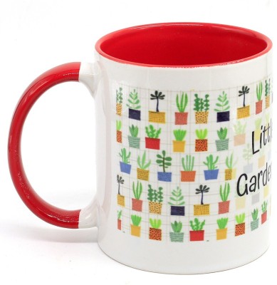 lazy gardener Little Gardener with Plant Design for Your Coffee, Tea or Green Tea Ceramic Coffee Mug(325 ml)