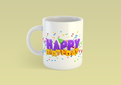 Mugdog Happy Birthday Ceramic Coffee Mug(350 ml)