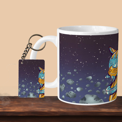 VM SHOPPING MALL Astro Cat L-R Ceramic Coffee Mug(330 ml)