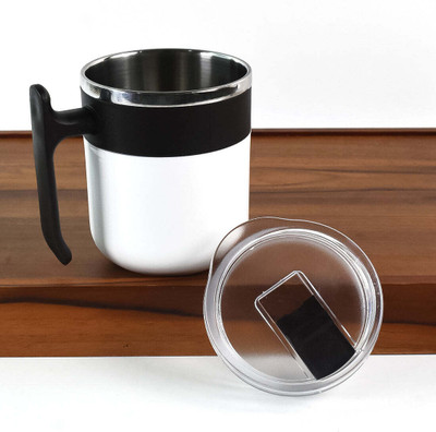 DeoDap Stainless Steel 350ml Insulated with Lid – White Travel Coffee Cup Stainless Steel, Plastic Coffee Mug(350 ml)