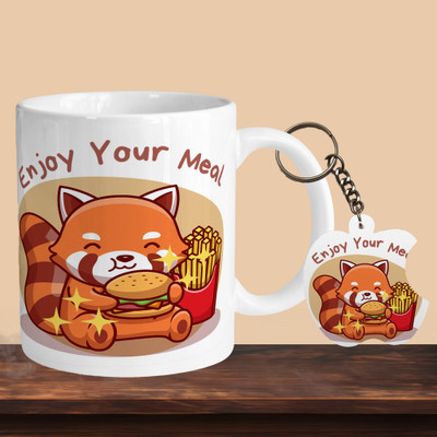 Printhorizon 101_Enjoy Your Meal R-A Ceramic Coffee Mug(330 ml, Pack of 2)