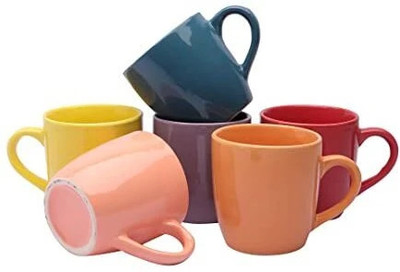 love unlimited Premium MULTICOLARTea Cups Set of 6 | Coffees for Home Office Ceramic Coffee Mug(140 ml, Pack of 6)