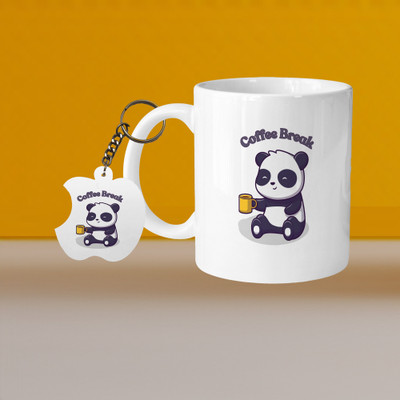Hunter Studio 101_VM Cat Face L-A Ceramic Coffee Mug(315 ml, Pack of 2)