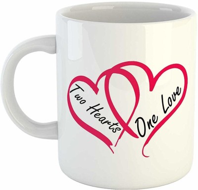 iKraft Two Heart Become one Love Quotes Printed CoffeeMug – Wedding Gift, Anniversary Gift, Birthday Gift, His and her Tea Cup Ceramic Coffee Mug(325 ml)