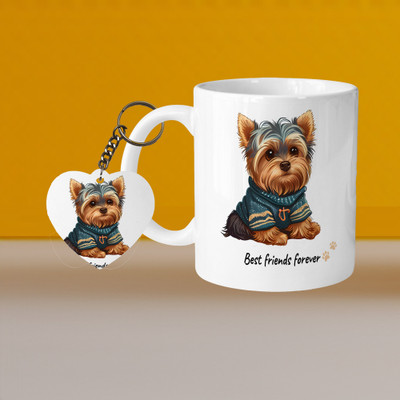 Printhorizon 101_Perfect for Coffee and Tea - With Keychain VM Best Friend Forever L H Ceramic Coffee Mug(330 ml, Pack of 2)